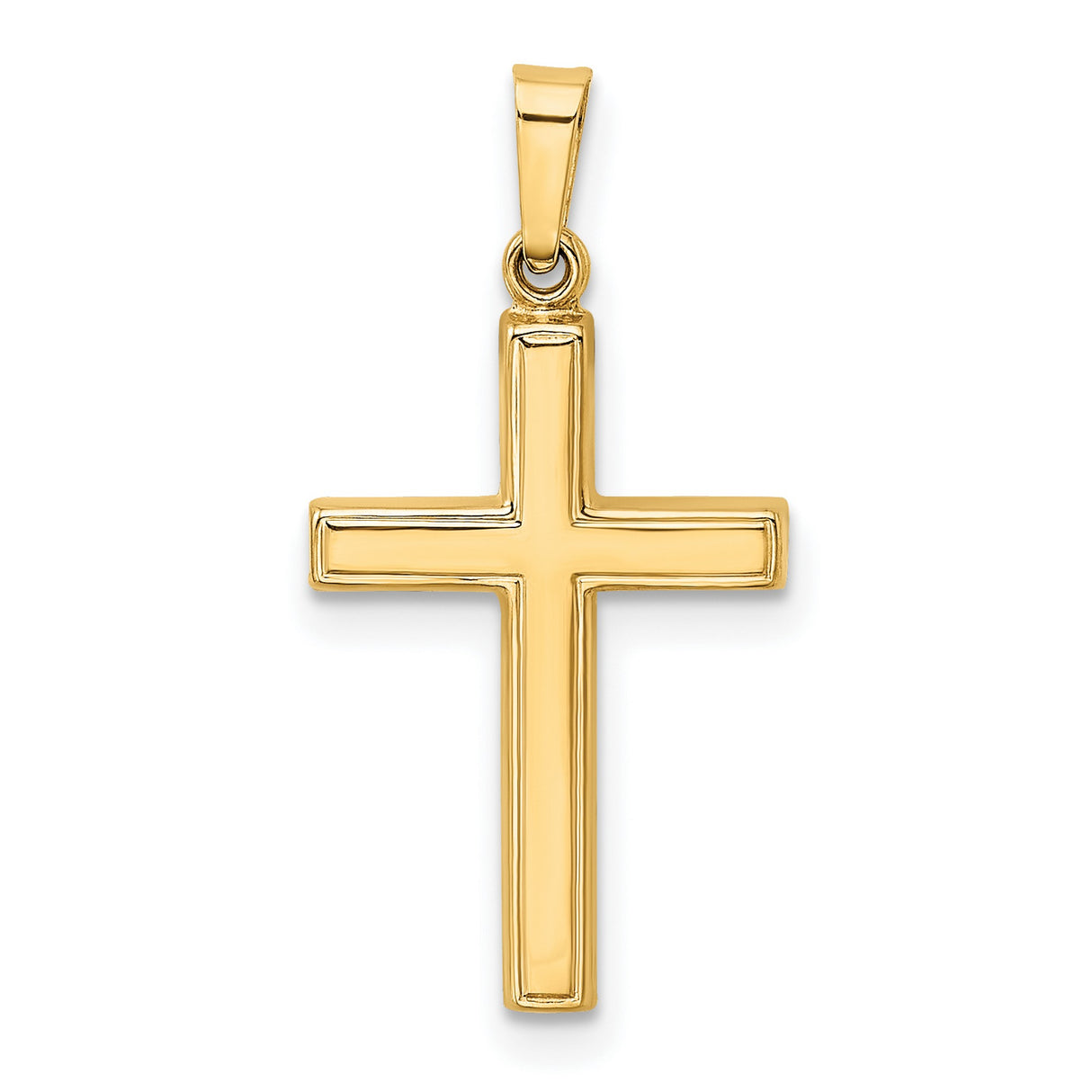 Hollow Diamond-Cut Latin Cross Charm Pendant in Real 14k Yellow Gold