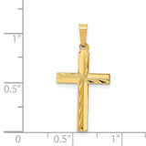 Hollow Diamond-Cut Latin Cross Charm Pendant in Real 14k Yellow Gold