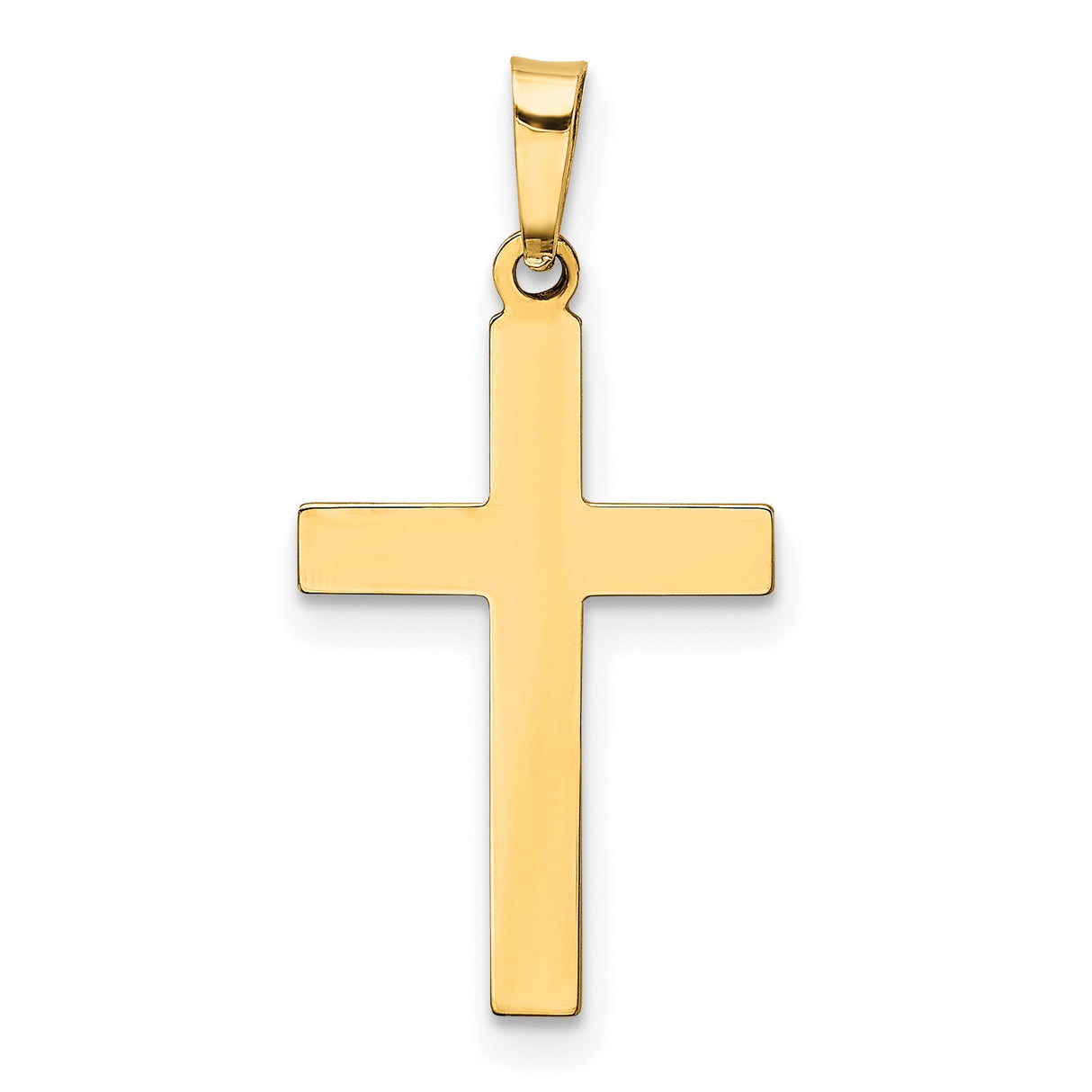 Hollow Latin Cross Charm Pendant in Real 14k Yellow Gold