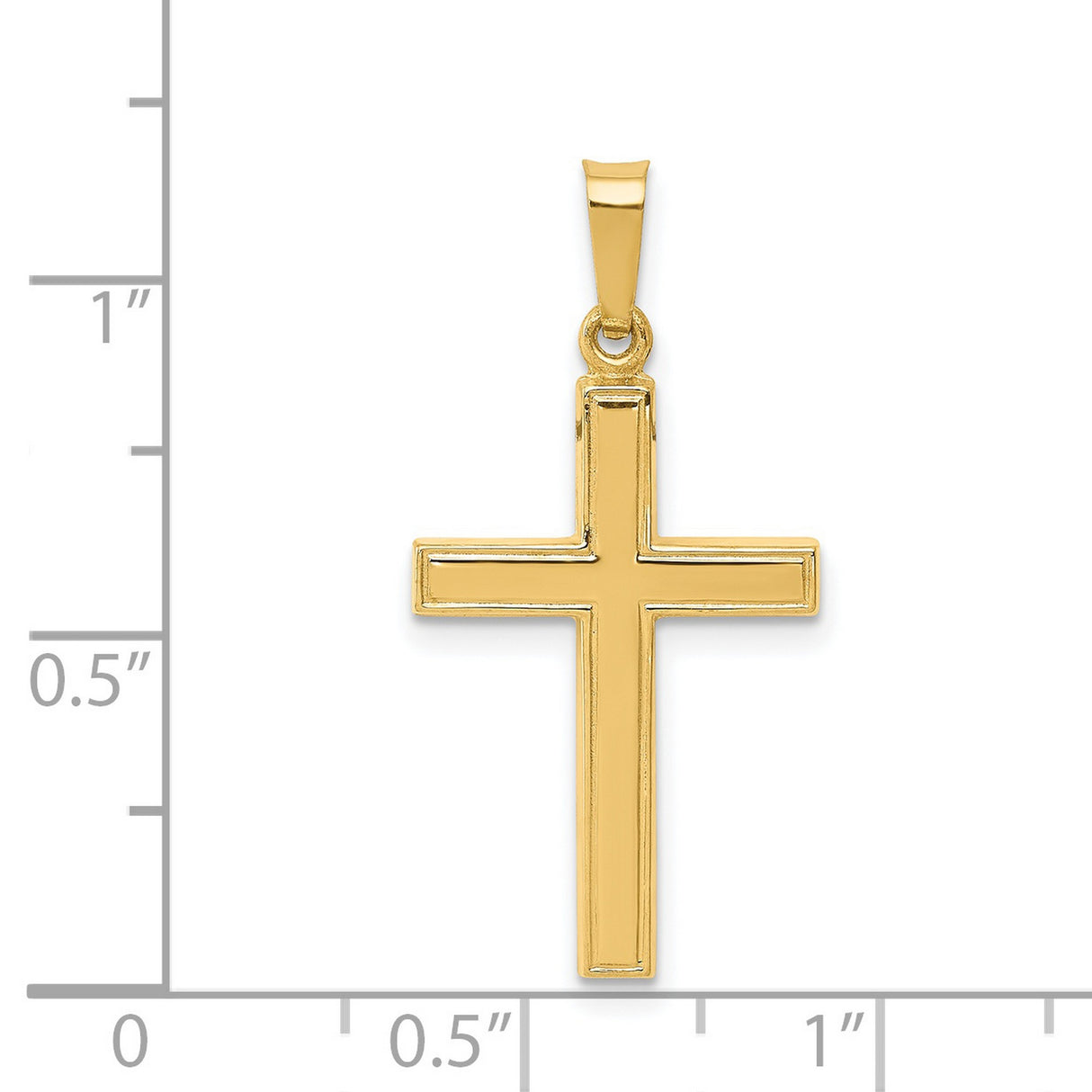 Hollow Latin Cross Charm Pendant in Real 14k Yellow Gold