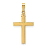 Hollow Latin Cross Charm Pendant in Real 14k Yellow Gold