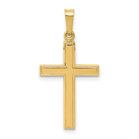 Hollow Latin Cross Charm Pendant in Real 14k Yellow Gold