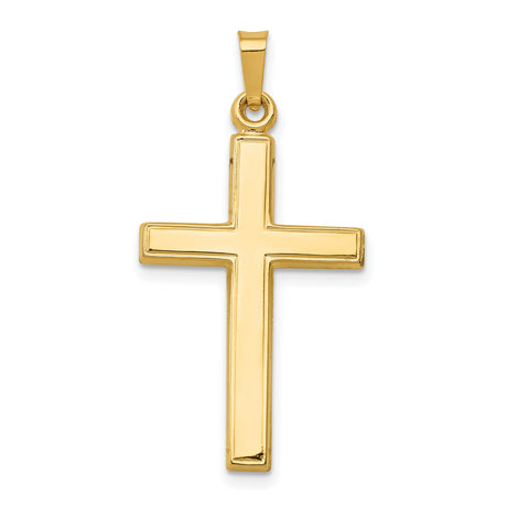 Hollow Latin Cross Charm Pendant in Real 14k Yellow Gold