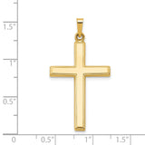 Hollow Latin Cross Charm Pendant in Real 14k Yellow Gold