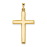 Hollow Latin Cross Charm Pendant in Real 14k Yellow Gold