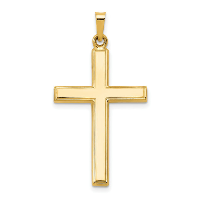 Hollow Latin Cross Charm Pendant in Real 14k Yellow Gold