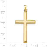 Hollow Latin Cross Charm Pendant in Real 14k Yellow Gold