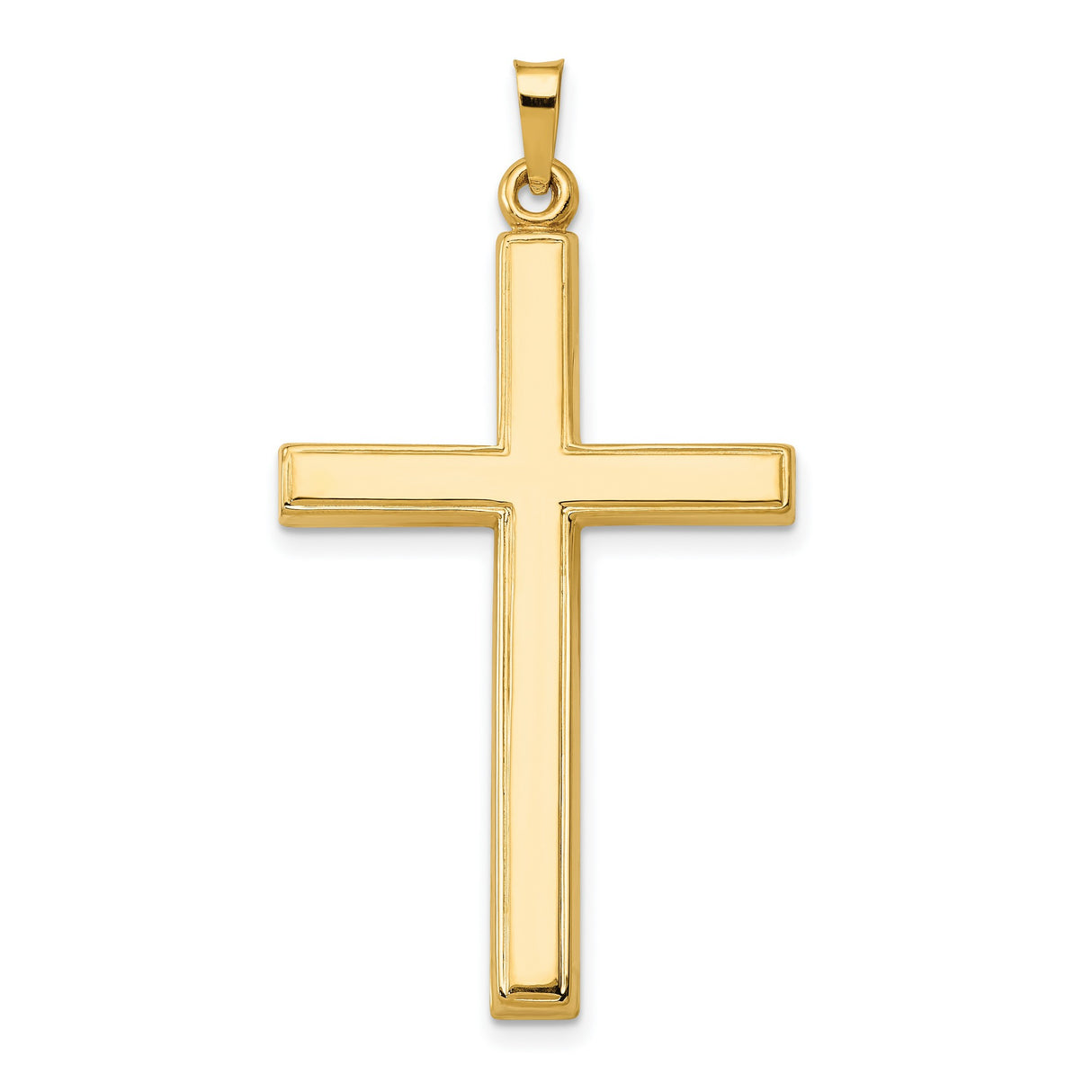 Hollow Latin Cross Charm Pendant in Real 14k Yellow Gold