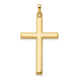 Hollow Latin Cross Charm Pendant in Real 14k Yellow Gold