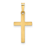 Hollow Latin Cross Charm Pendant in Real 14k Yellow Gold