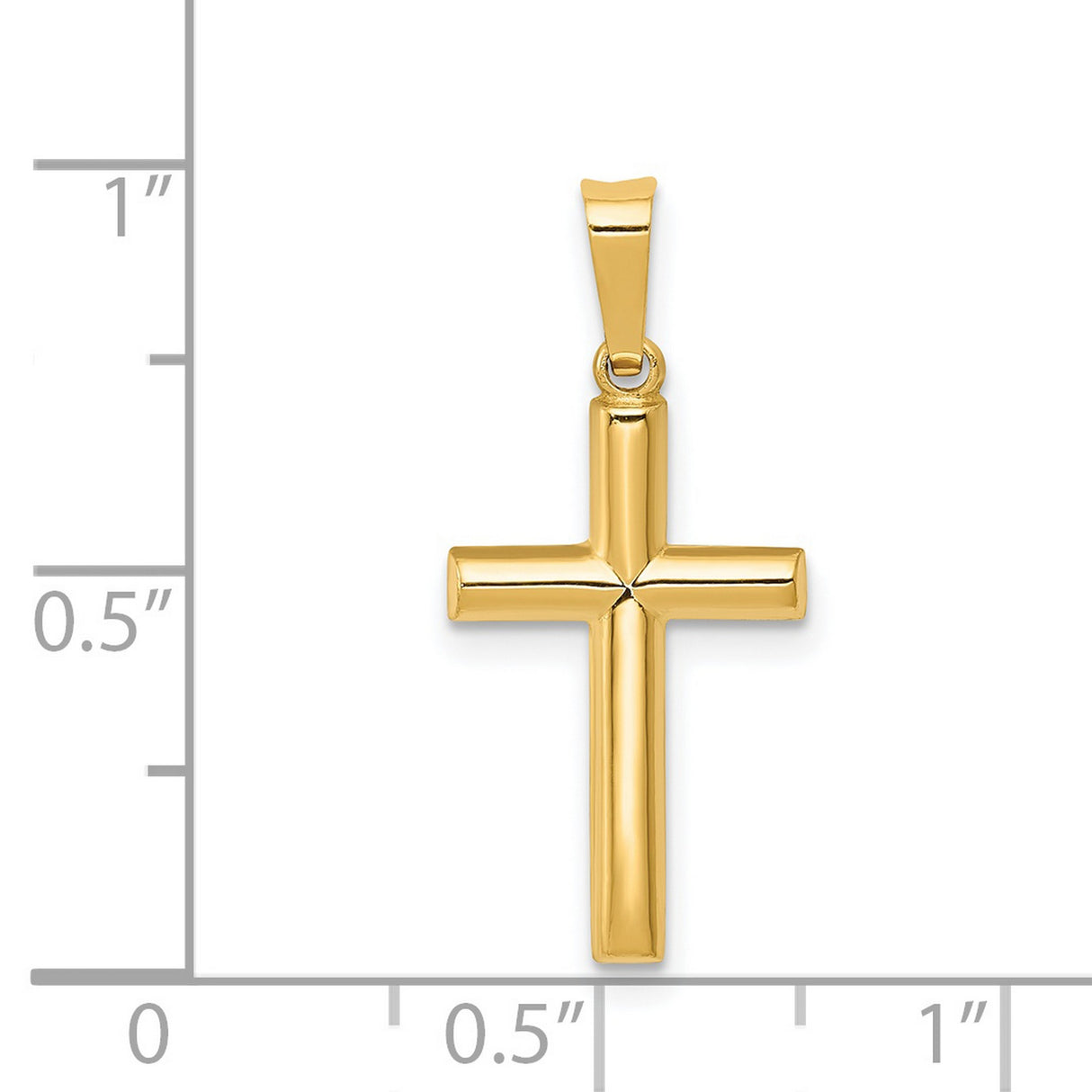 Hollow Latin Cross Charm Pendant in Real 14k Yellow Gold