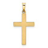 Hollow Latin Cross Charm Pendant in Real 14k Yellow Gold