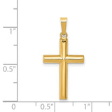 Hollow Latin Cross Charm Pendant in Real 14k Yellow Gold