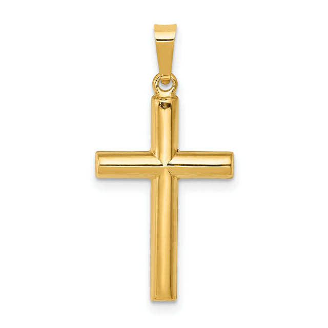 Hollow Latin Cross Charm Pendant in Real 14k Yellow Gold