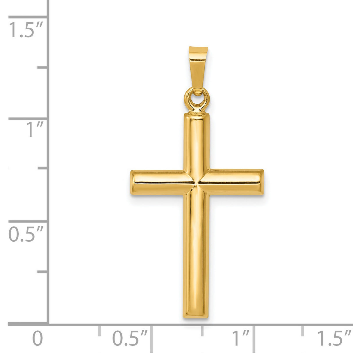 Hollow Latin Cross Charm Pendant in Real 14k Yellow Gold