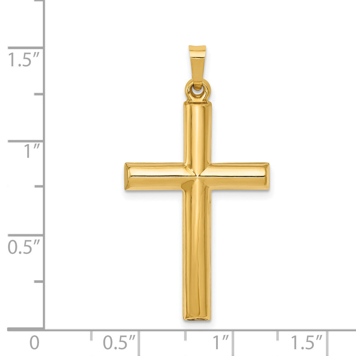 Hollow Latin Cross Charm Pendant in Real 14k Yellow Gold