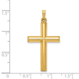 Hollow Latin Cross Charm Pendant in Real 14k Yellow Gold