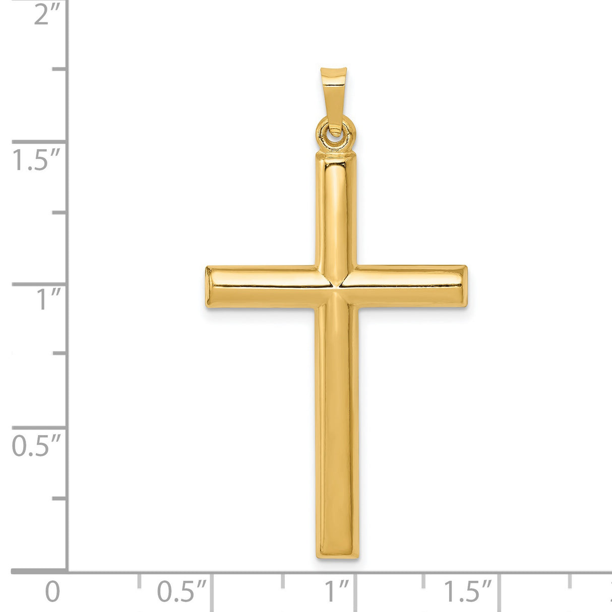 Hollow Latin Cross Charm Pendant in Real 14k Yellow Gold