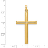 Hollow Latin Cross Charm Pendant in Real 14k Yellow Gold