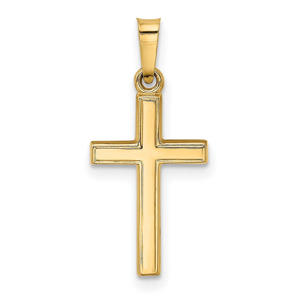 Hollow Latin Cross Charm Pendant in Real 14k Yellow Gold