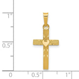 Hollow Latin Cross Charm Pendant in Real 14k Yellow Gold