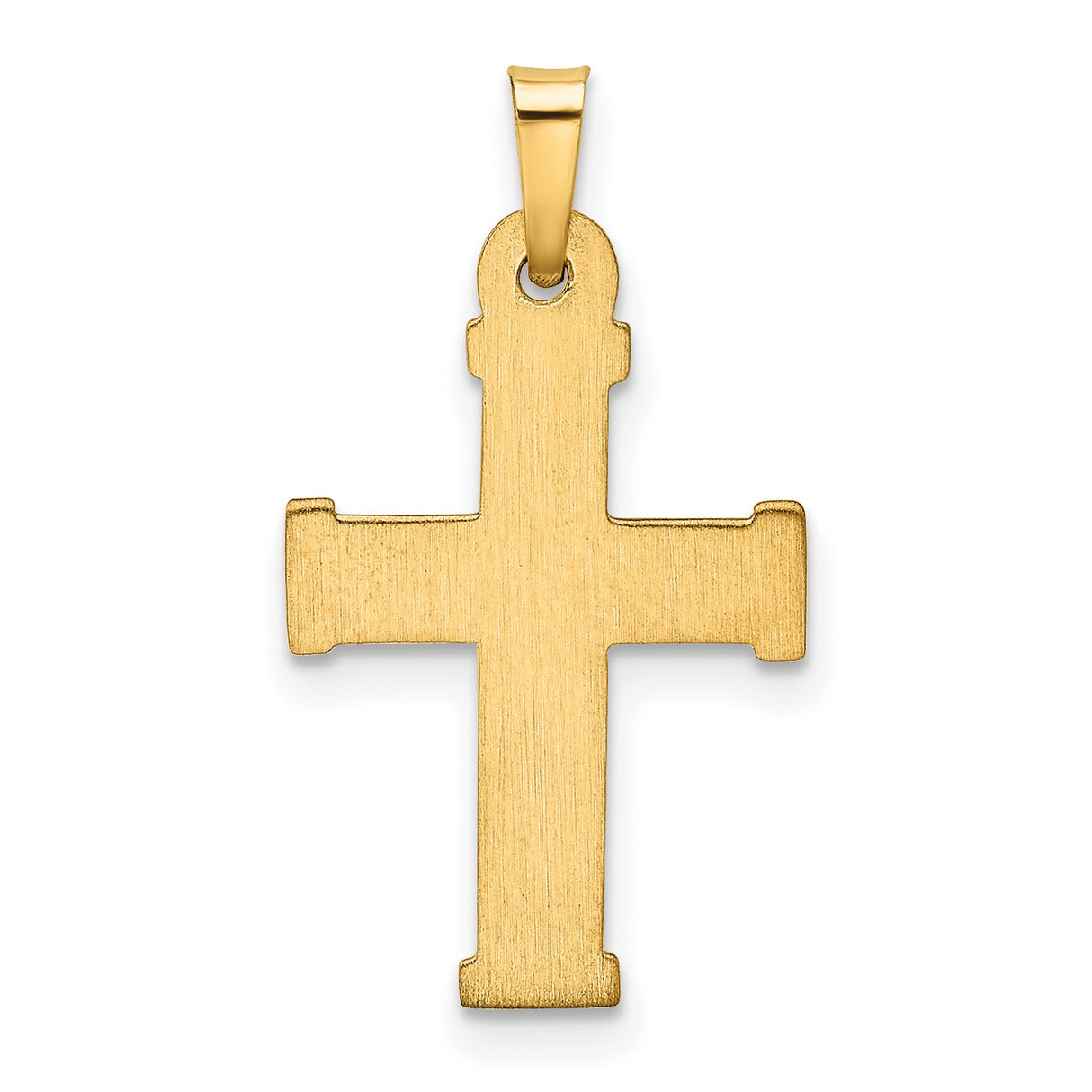 Hollow Textured Latin Cross With Capped Ends Charm Pendant in Real 14k Yellow Gold