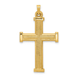 Hollow Latin Cross With Capped Ends Charm Pendant in Real 14k Yellow Gold