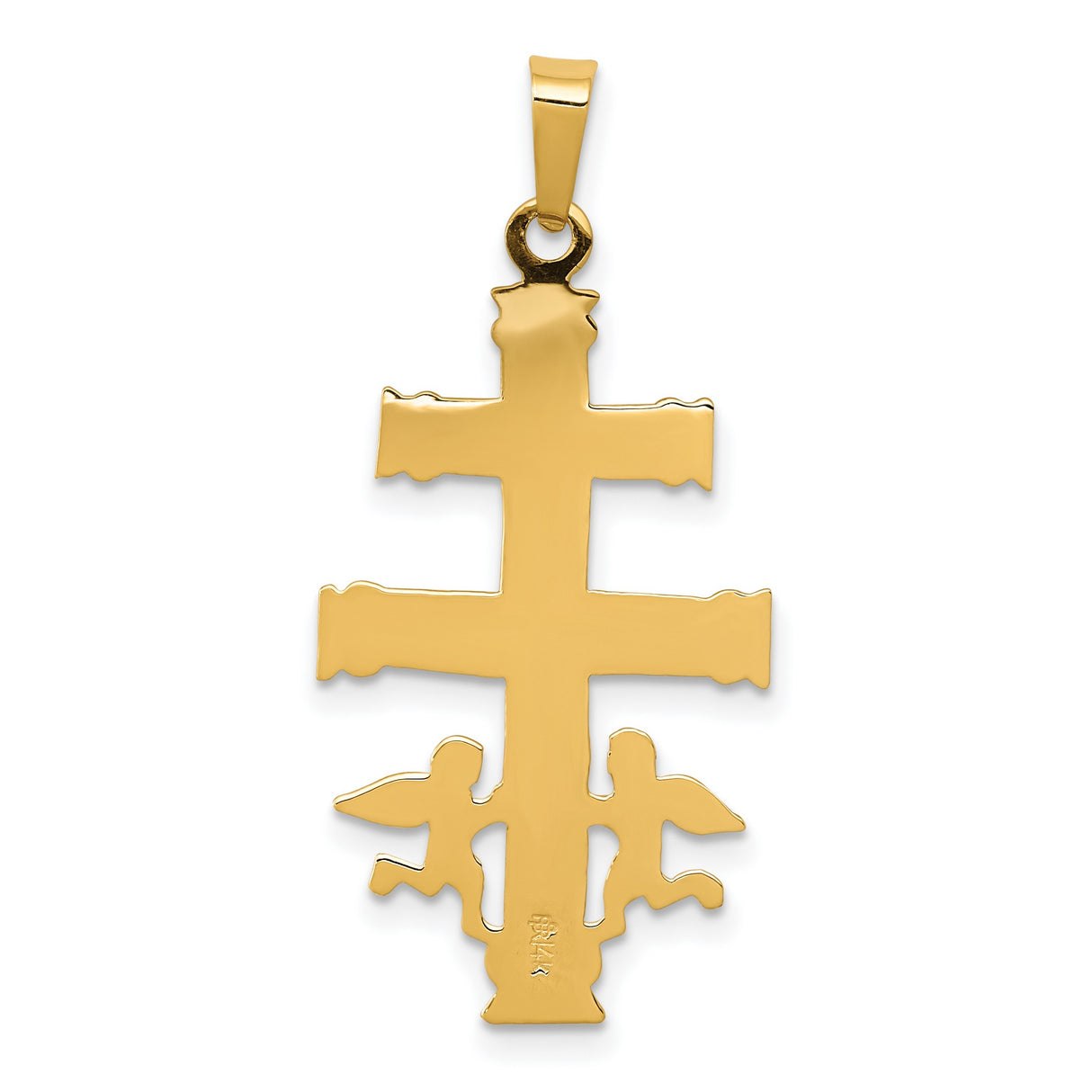 Caravaca Crucifix Charm Pendant in Real 14k Multi-Tone Gold