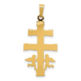 Caravaca Crucifix Charm Pendant in Real 14k Multi-Tone Gold