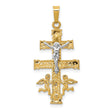 Caravaca Crucifix Charm Pendant in Real 14k Multi-Tone Gold