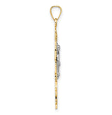 Caravaca Crucifix Charm Pendant in Real 14k Multi-Tone Gold