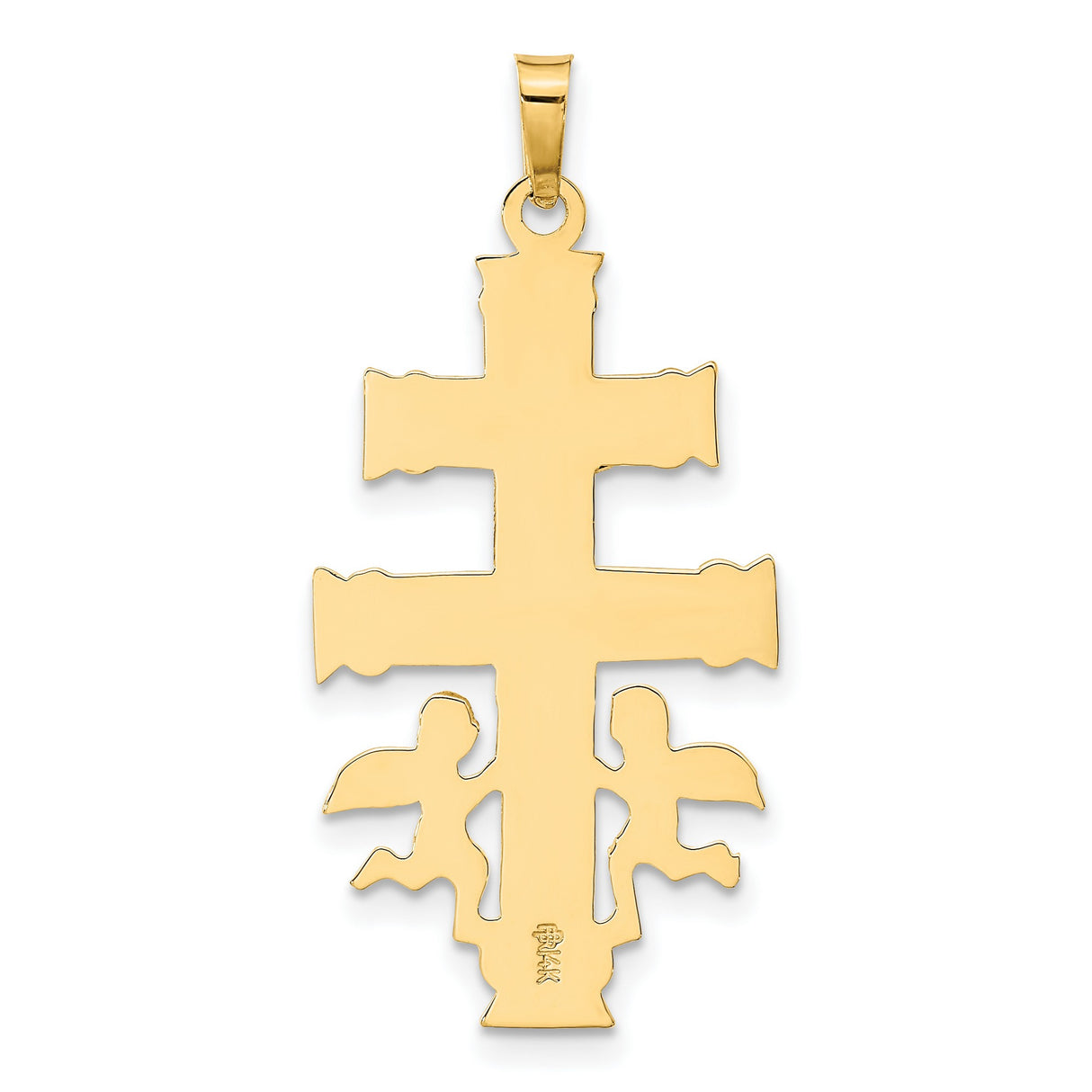 Caravaca Crucifix Charm Pendant in Real 14k Multi-Tone Gold