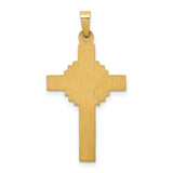 Hollow INRI Latin Crucifix With Flower Design Charm Pendant in Real 14k Yellow Gold