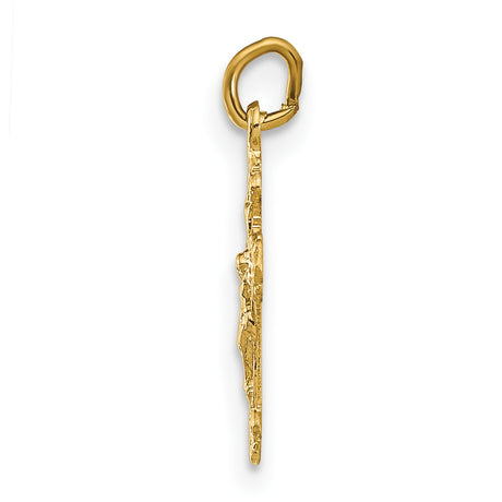 14k Yellow Gold Crucifix Cross Pendant with INRI Design, Catholic Religious Jewelry