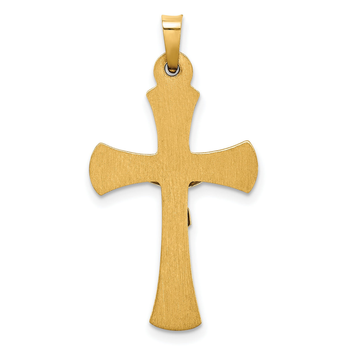 Hollow INRI Patonce Crucifix Charm Pendant in Real 14k Multi-Tone Gold