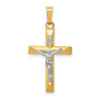 Hollow INRI Latin Crucifix Charm Pendant in Real 14k Multi-Tone Gold
