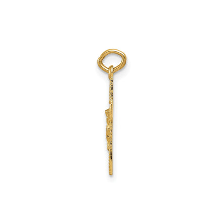 14k Yellow Gold Crucifix Cross Pendant with INRI Symbol, Religious Catholic Charm