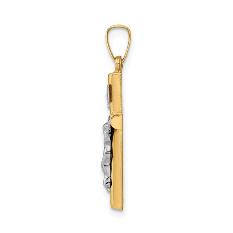 14k Multi-Tone Gold Latin Crucifix Pendant with INRI Jesus Charm, Religious Cross Jewelry