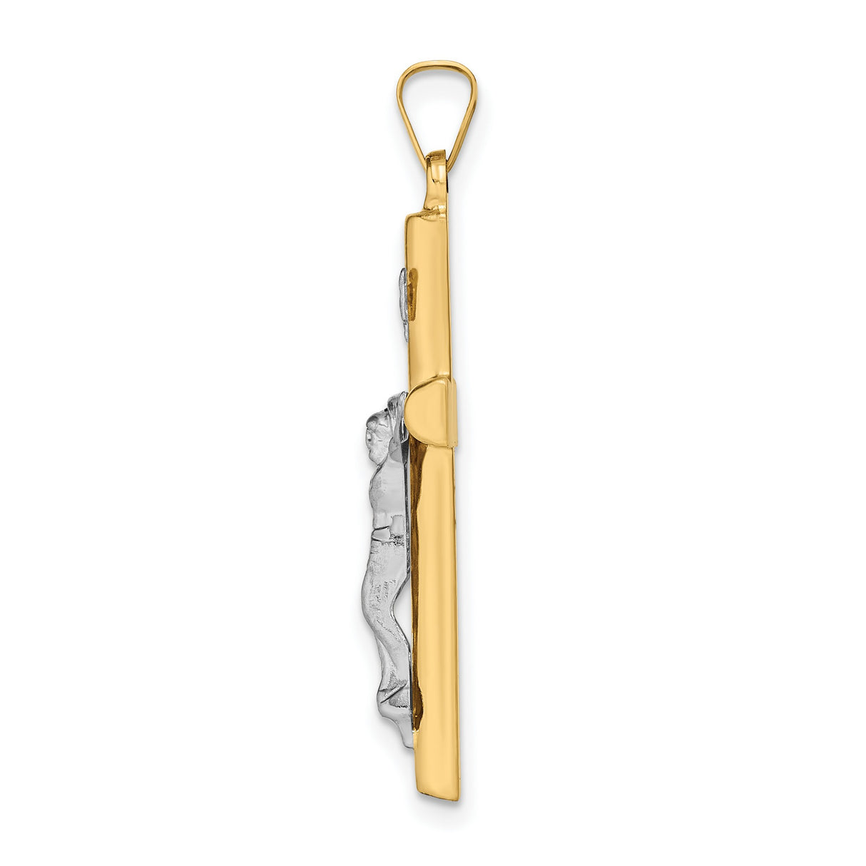 Hollow INRI Latin Crucifix Charm Pendant in Real 14k Multi-Tone Gold