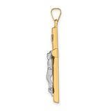 Hollow INRI Latin Crucifix Charm Pendant in Real 14k Multi-Tone Gold