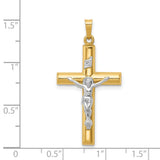 Hollow INRI Latin Crucifix Charm Pendant in Real 14k Multi-Tone Gold