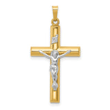 Hollow INRI Latin Crucifix Charm Pendant in Real 14k Multi-Tone Gold