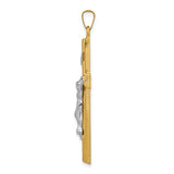 Hollow INRI Latin Crucifix Charm Pendant in Real 14k Multi-Tone Gold
