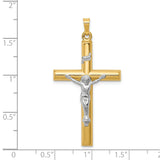 Hollow INRI Latin Crucifix Charm Pendant in Real 14k Multi-Tone Gold
