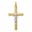 Hollow INRI Latin Crucifix Charm Pendant in Real 14k Multi-Tone Gold