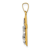 INRI Crucifix 19x11mm Charm Pendant in Real 14k Multi-Tone Gold