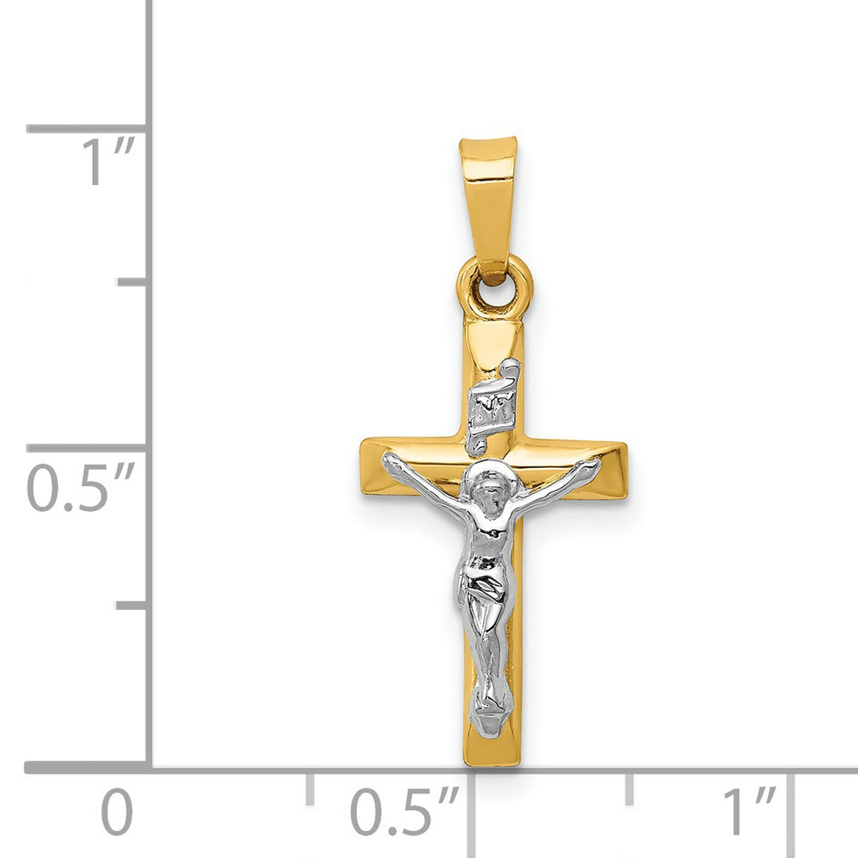 INRI Crucifix 19x11mm Charm Pendant in Real 14k Multi-Tone Gold