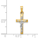 INRI Crucifix 19x11mm Charm Pendant in Real 14k Multi-Tone Gold