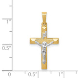Hollow INRI Latin Crucifix Charm Pendant in Real 14k Multi-Tone Gold