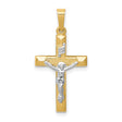 Hollow INRI Latin Crucifix Charm Pendant in Real 14k Multi-Tone Gold